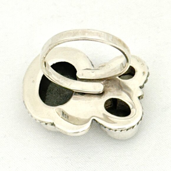 Labradorite and Faceted Green Amethyst Sterling Silver Statement Ring - Size 8 - Picture 8 of 10